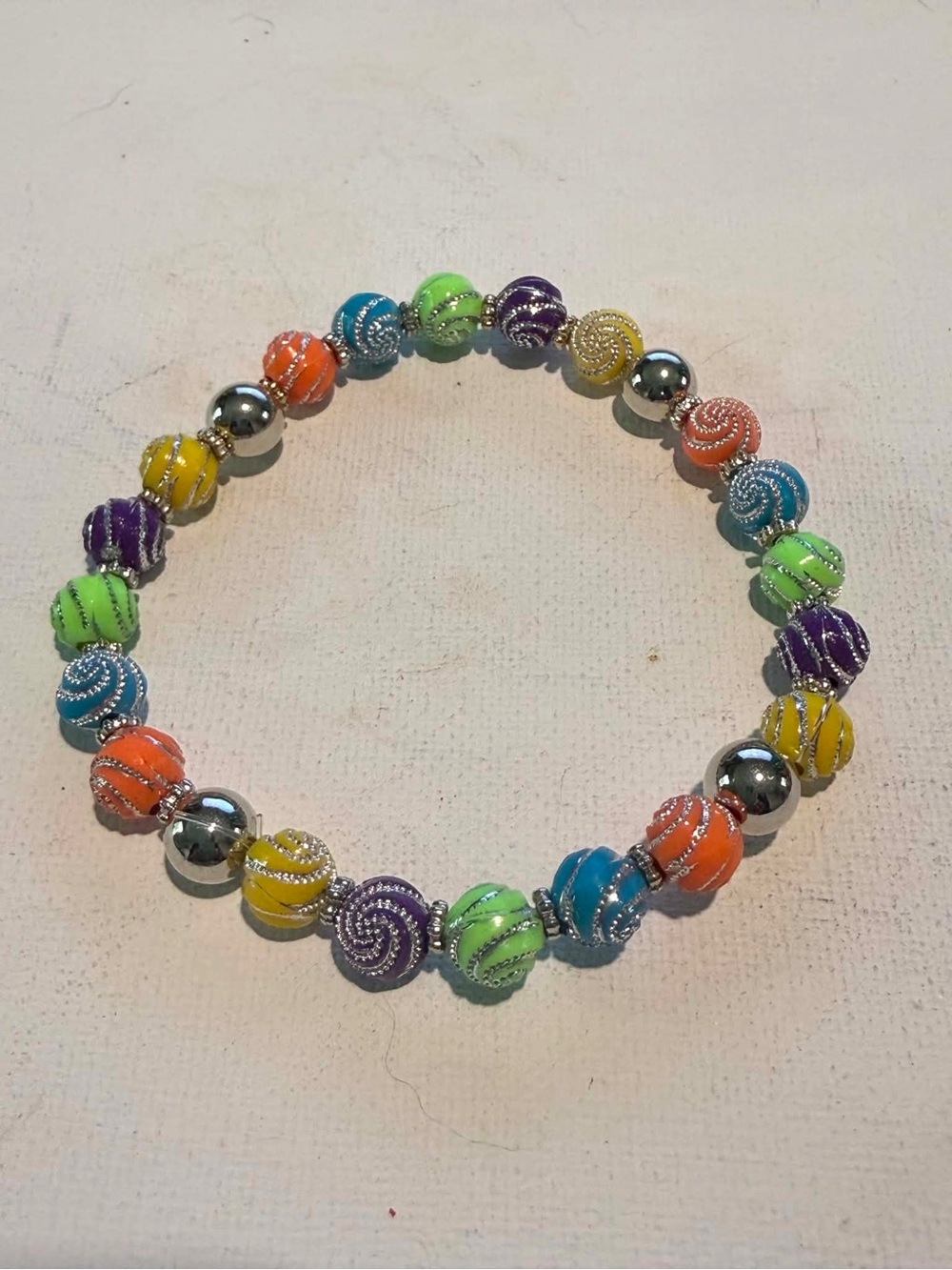 Colorful Spiral Beaded Stretch Bracelet - Multicolor